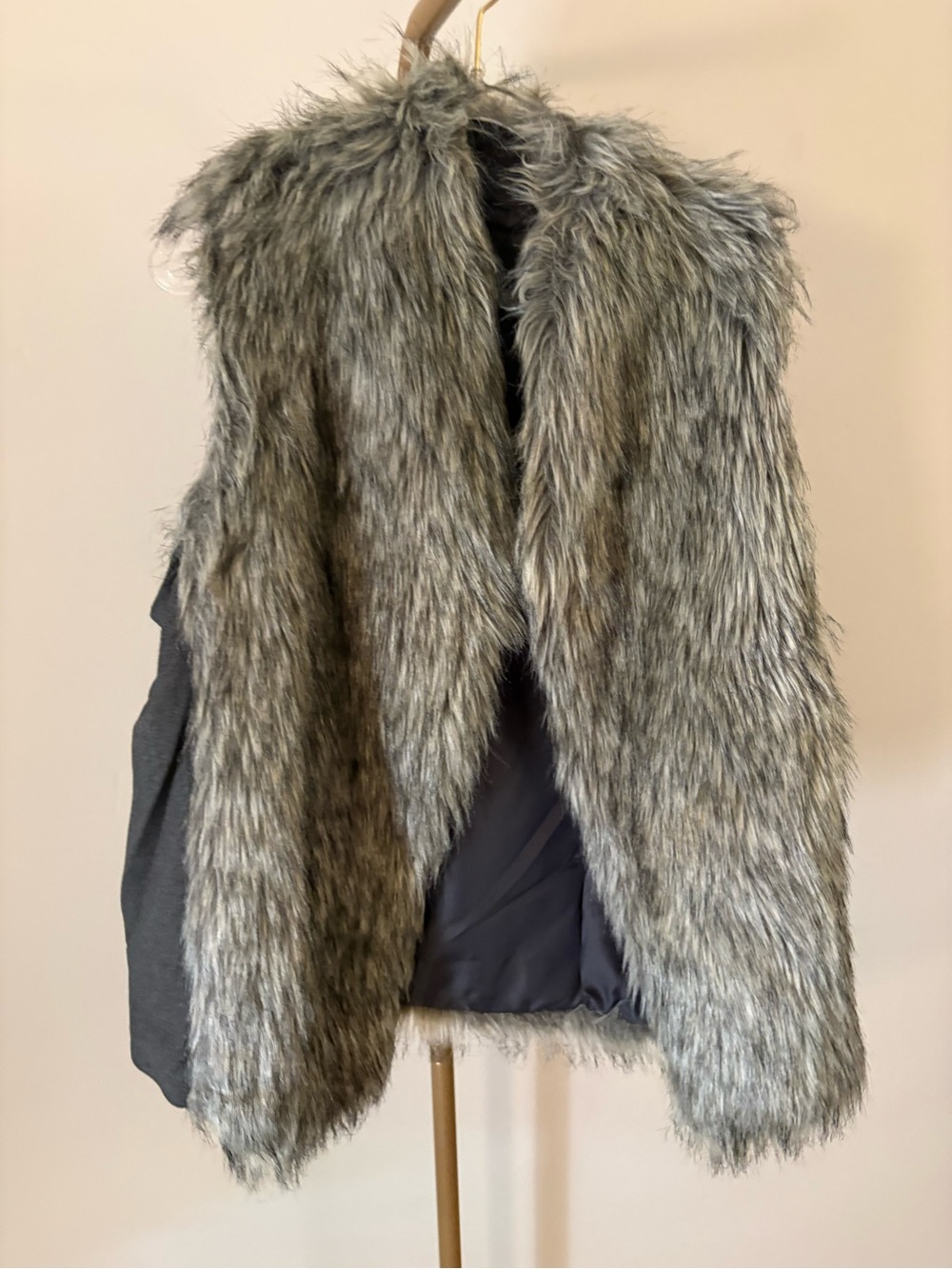 The Limited Gray Faux Fur Vest